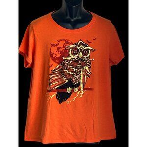 Orange Owl Graphic Womens T-Shirt